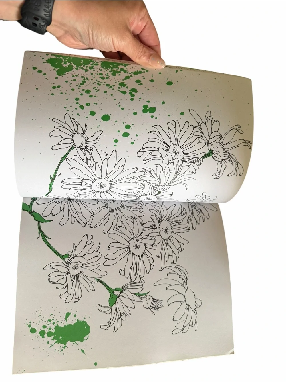 Nature Coloring Book - Floral & Bird Cover (Beige, Green, Pink, Yellow, Blue)